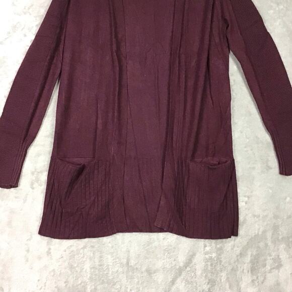 Devotion by Cyrus Women’s Open Front Cardigan  S Small Burgundy  Solid Pockets - Picture 7 of 11